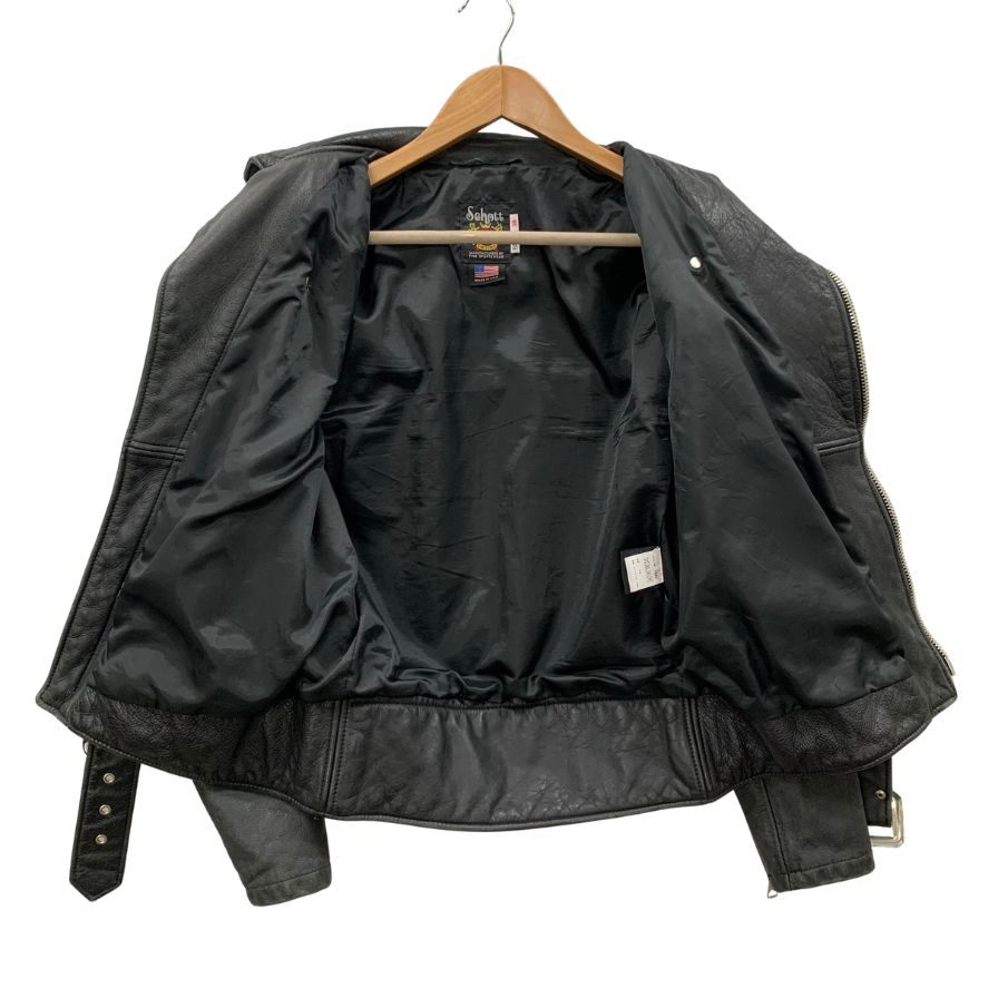 美品◆ショット レザージャケット ダブルライダースジャケット 7446 613WA ブラック サイズ38 メンズ Schott 【AFG1】