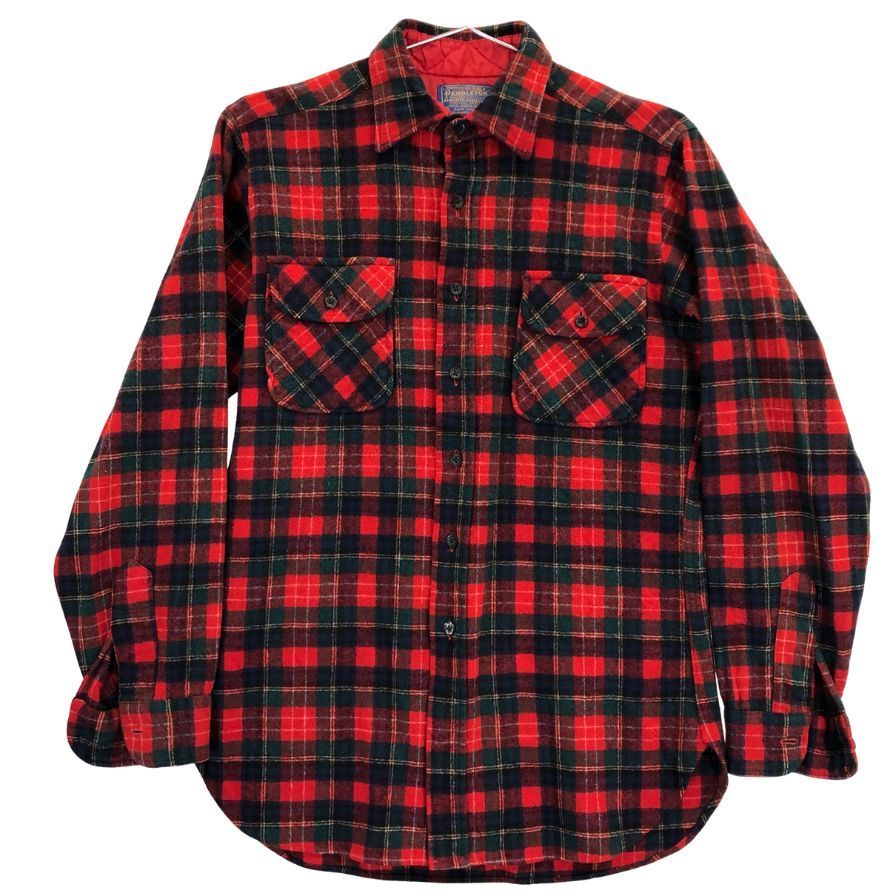 極美品◆ペンドルトン 70S チェックシャツ ウール レッド メンズ サイズM PENDLETON 【AFB11】