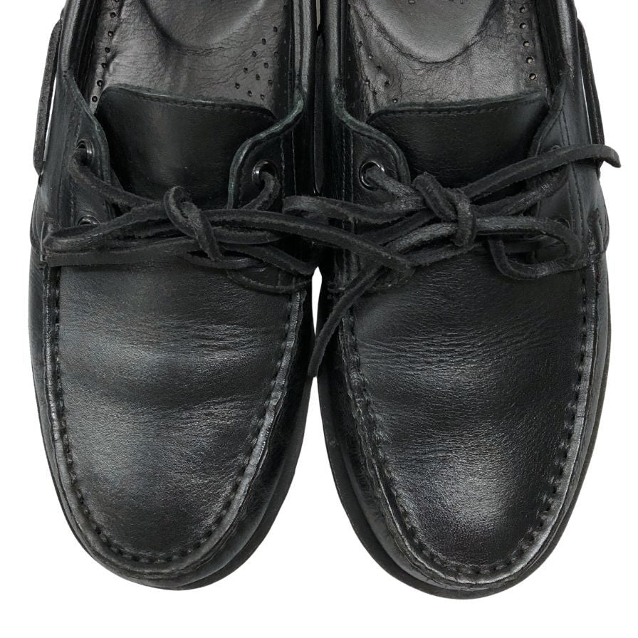 パラブーツ デッキシューズ マロ レザー モカシン 0320 ブラック メンズ サイズ8.5 PARABOOT MALO ビジネスシューズ 約27.5cm【LA】【中古】