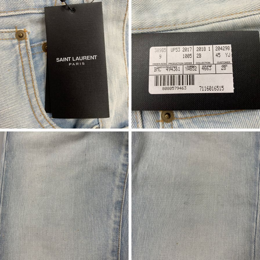 極美品◆サンローラン パリ デニムパンツ ジーンズ 16SS エディ期 494361 YA852 メンズ サイズ28 インディゴ SAINT LAURENT PARIS 【AFB37】