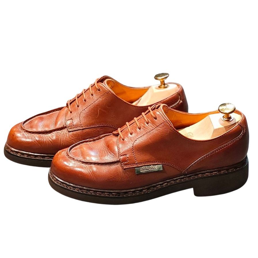 パラブーツ レザーシューズ デカタグ シャンボード 1994年製 Uチップ カーフ ブラウン メンズ サイズ6 Paraboot CHAMBORD ビジネスシューズ 約25.0cm【LA】【中古】