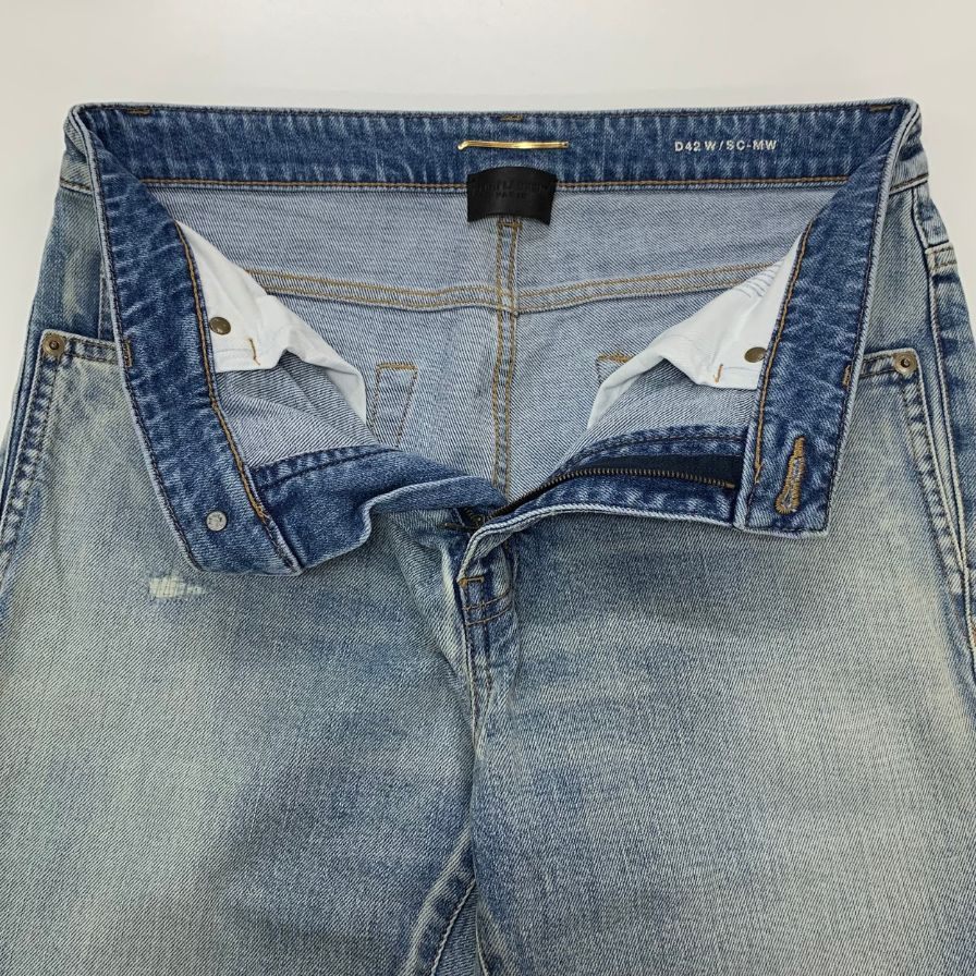 サンローランパリ 2021 デニムパンツ ビンテージ加工 日本製 D42 W/SC-MW レディース サイズ30 インディゴ SAINT LAURENT PARIS 【AFB20】