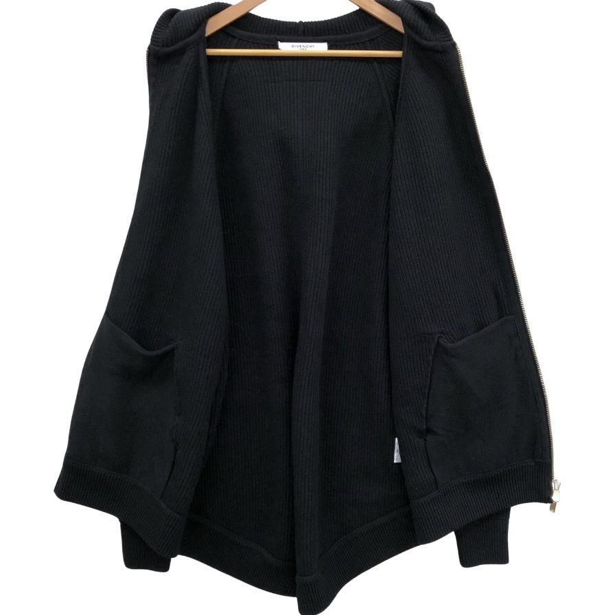 極美品◆ジバンシー ニット フード コート ダブルジップ レディース カシミア混 サイズXS ブラック 15A 0870 515 GIVENCHY 【AFB17】