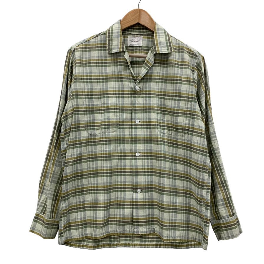 美品◆タウンクラフト 60S チェックシャツ 船タグ 開襟 サイズM メンズ TOWNCRAFT 【AFB14】