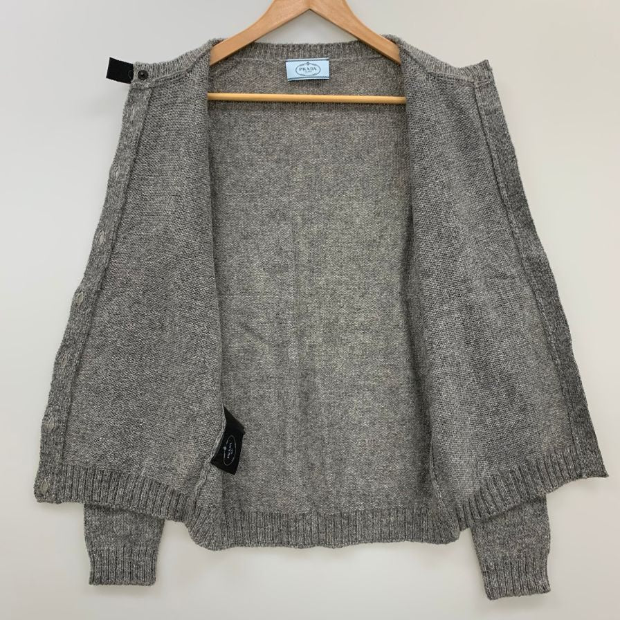 極美品◆プラダ ニット カーディガン 2016 ウール100% レディース サイズ44 グレー PRADA 【AFB28】