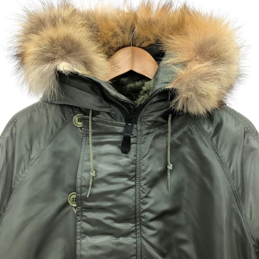 美品◆スピワック フライトジャケット N-2B ボア フード メンズ サイズ40 カーキ SPIEWAK 【AFB52】