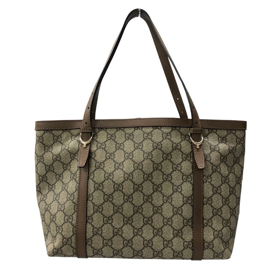 グッチ GGスプリーム PVC×レザー トートバッグ レディース ベージュ 336776 GUCCI【AFE12】