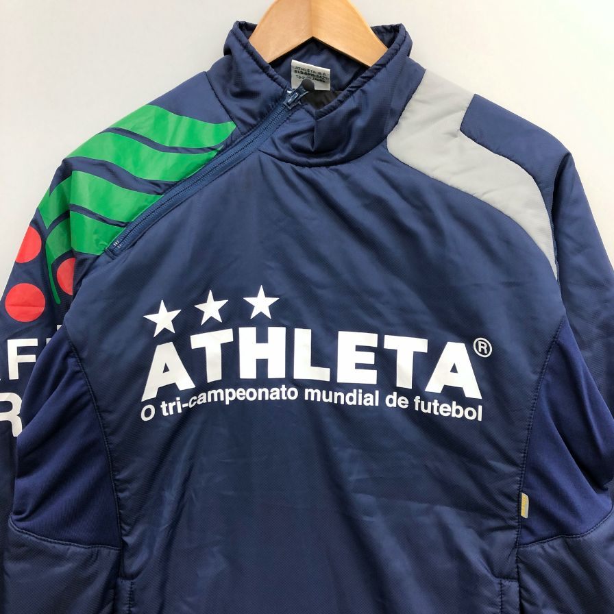 極美品◆アスレタ ダウン トレーニングウェア ファスナー ポリエステル メンズ ブルー サイズM ATHLET 【AFB14】