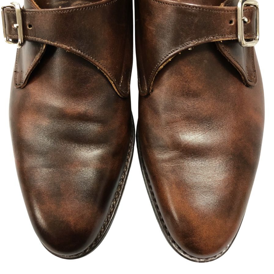 トリッカーズ レザーシューズ LEWISTON シングルモンク ミュージアムレザー ブラウン メンズ サイズ7.5 TRICKERS ビジネスシューズ 約26.5cm【LA】【中古】