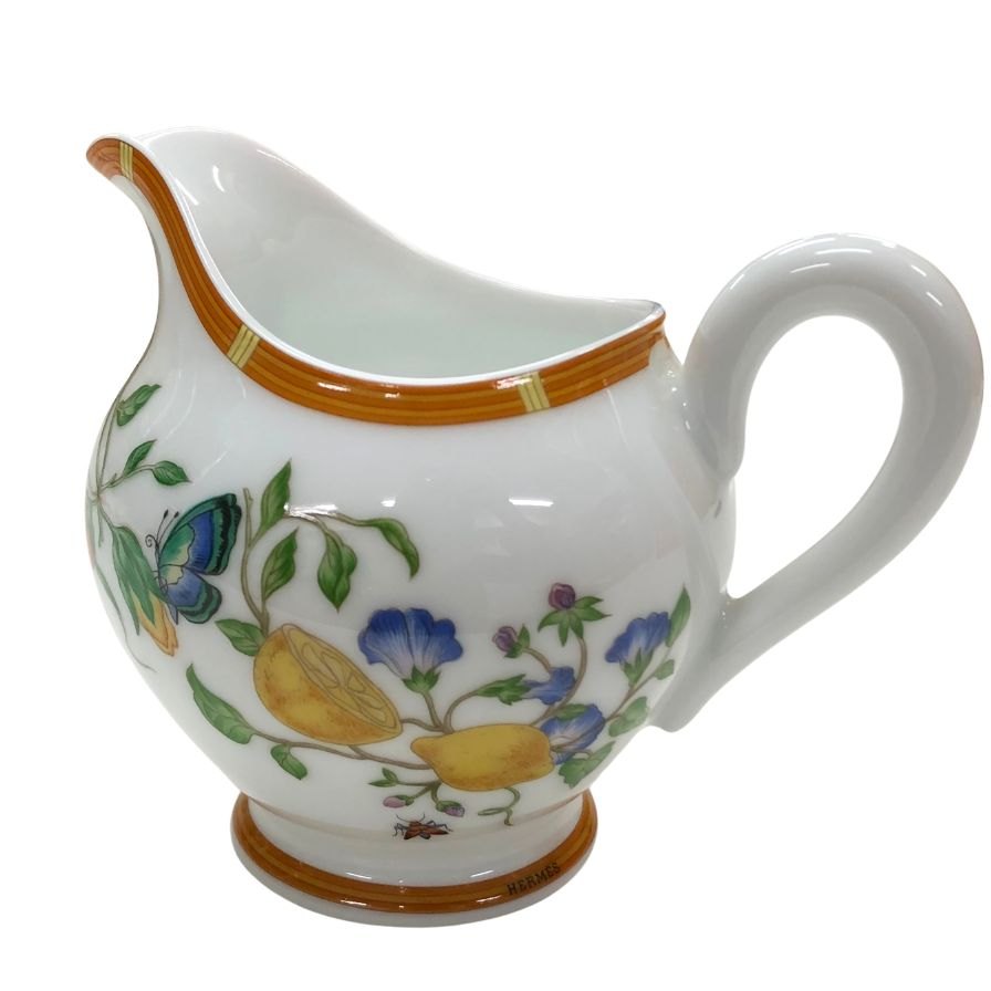 エルメス シエスタ ミルクポット 花柄 ホワイト HERMES【AFI28】【中古】