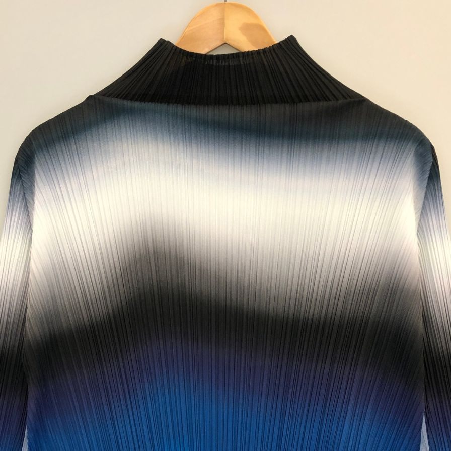 極美品◆プリーツプリーズ ロングスリーブ ミドルネック ワンピース グラデーション サイズ3 レディース PP23-JT736 PLEATS PLEASE ISSEY MIYAKE 【AFB35】