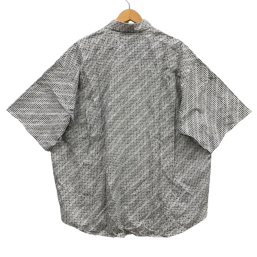 美品◆バレンシアガ ボタンダウンシャツ 半袖 647354 メンズ サイズ41 総柄 ホワイト ブラック BALENCIAGA WARDROBE 【AFB3】