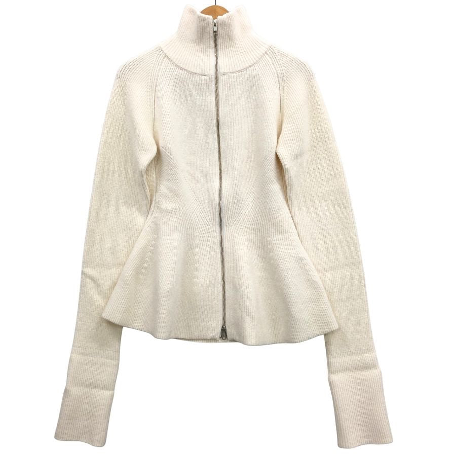 極美品◆コラム 22AW ニットカーディガン ジップアップ ホワイト カシミヤ混 レディース サイズF COLUMN 【AFB24】