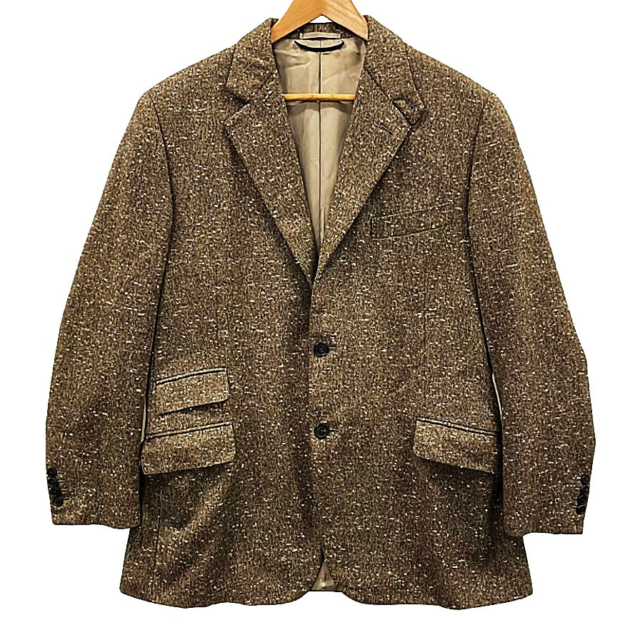 美品◆エルメス ツイードジャケット G9176 ウール カシミア ポリエステル ブラウン系 サイズ50 メンズ HERMES 【AFB36】