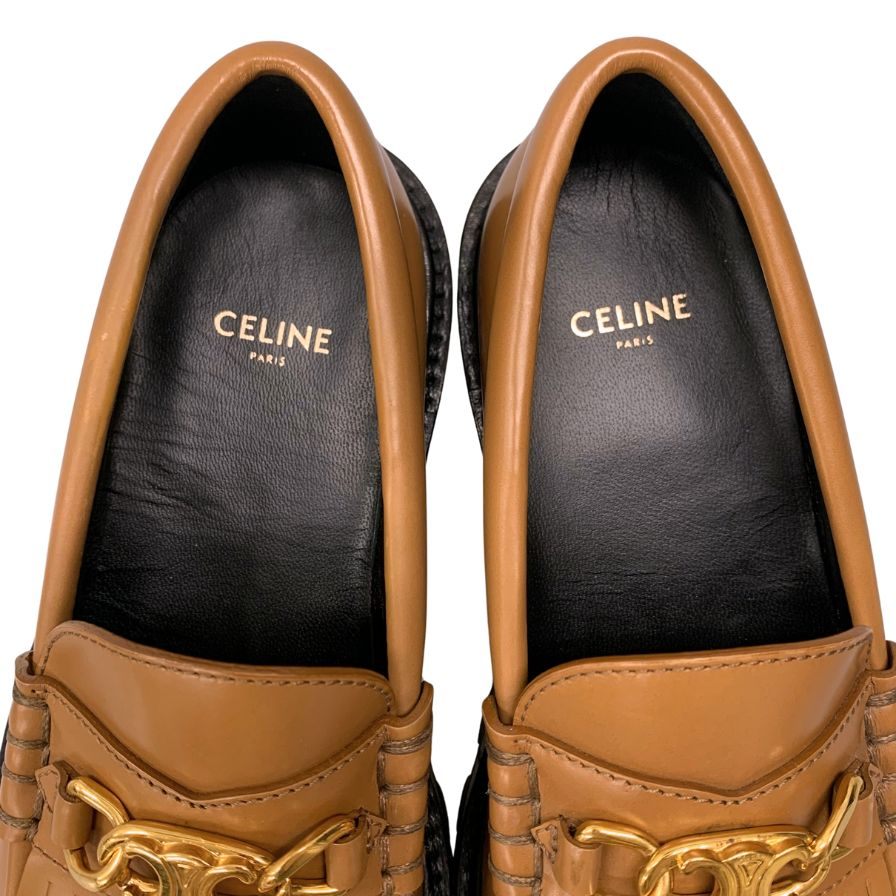 セリーヌ マーガレットローファー トリオンフ金具 ベージュ レディース サイズ34 CELINE 約21.0cm【AFD15】