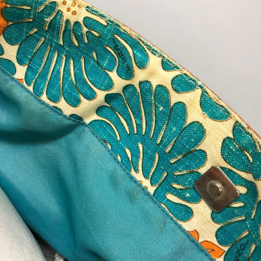 フェンディ キャンバス 花柄 ハンドバッグ ブルー FENDI【AFE4】