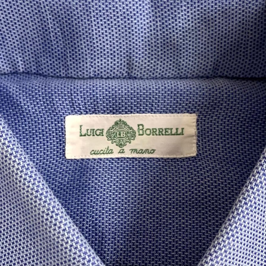 ルイジ ボレッリ シャツ 長袖 メンズ コットン サイズ37 ブルー LUIGI BORRELLI【LA】
