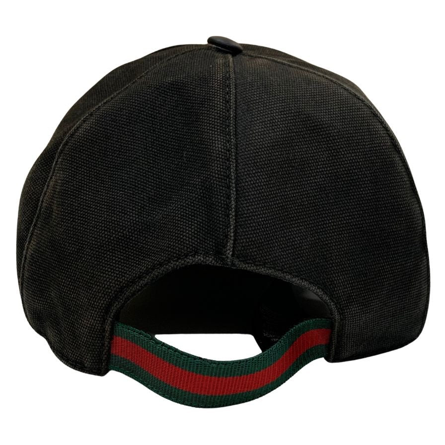 グッチ キャップ 帽子 キャンバス シェリーライン L ブラック GUCCI【AFI20】