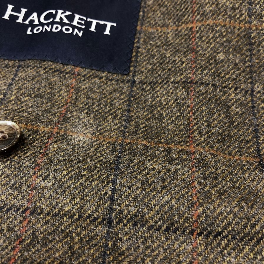 極美品◆ハケットロンドン テーラードジャケット ウール 羊毛 チェック柄 グレー系 サイズ34R/44R HACKETT LONDON 【AFA1】