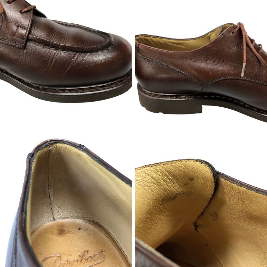 パラブーツ レザーシューズ シャンボード Uチップ カーフ ブラウン メンズ サイズUK9 Paraboot CHAMBORD ビジネスシューズ 約27.5cm【LA】【中古】