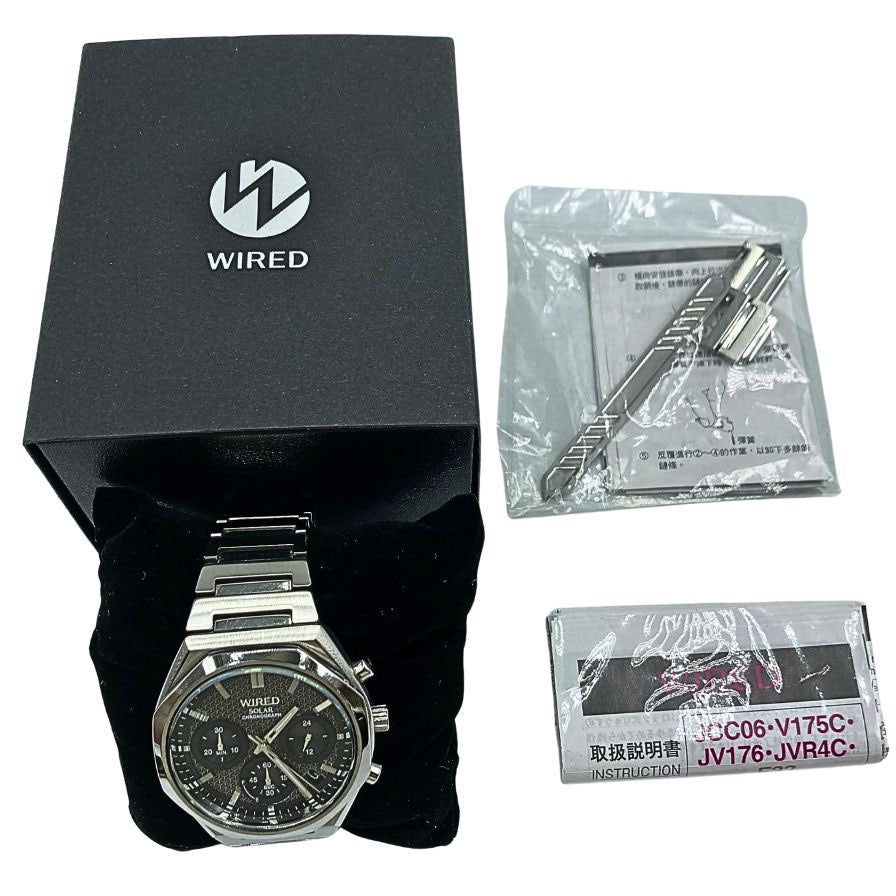 セイコー 腕時計 ワイアード VR42-KMFO クロノグラフ ソーラー 黒文字盤 SEIKO WIRED【AFI8】