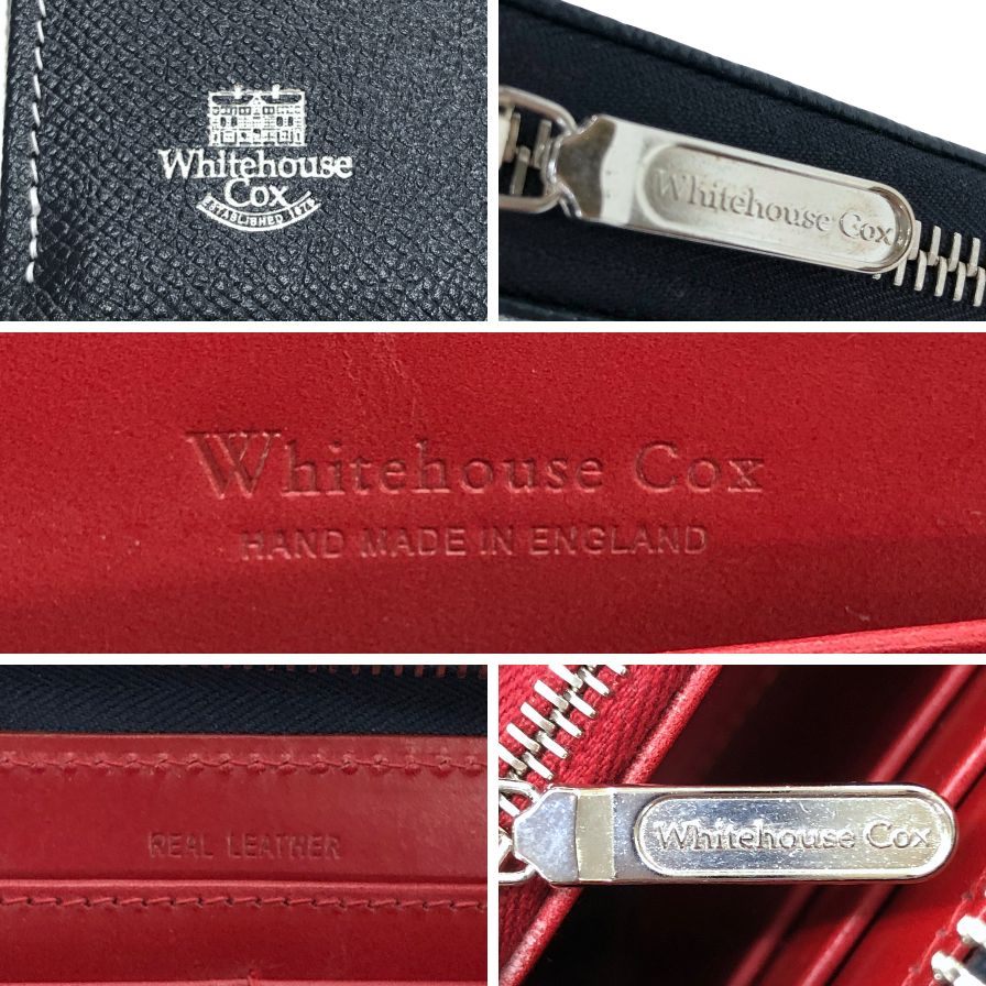 ホワイトハウスコックス ロングウォレット ラウンドジップ レザー 長財布 S2622 ネイビー レッド Whitehouse Cox【AFI19】