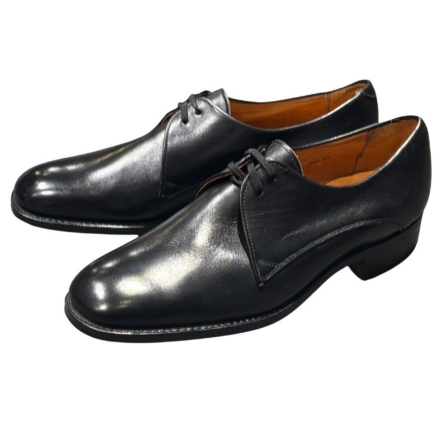 トリッカーズ レザーシューズ 筆記体ロゴ プレーントゥ ブラック サイズ6.5 メンズ Tricker's ビジネスシューズ 約25.0cm【LA】【中古】