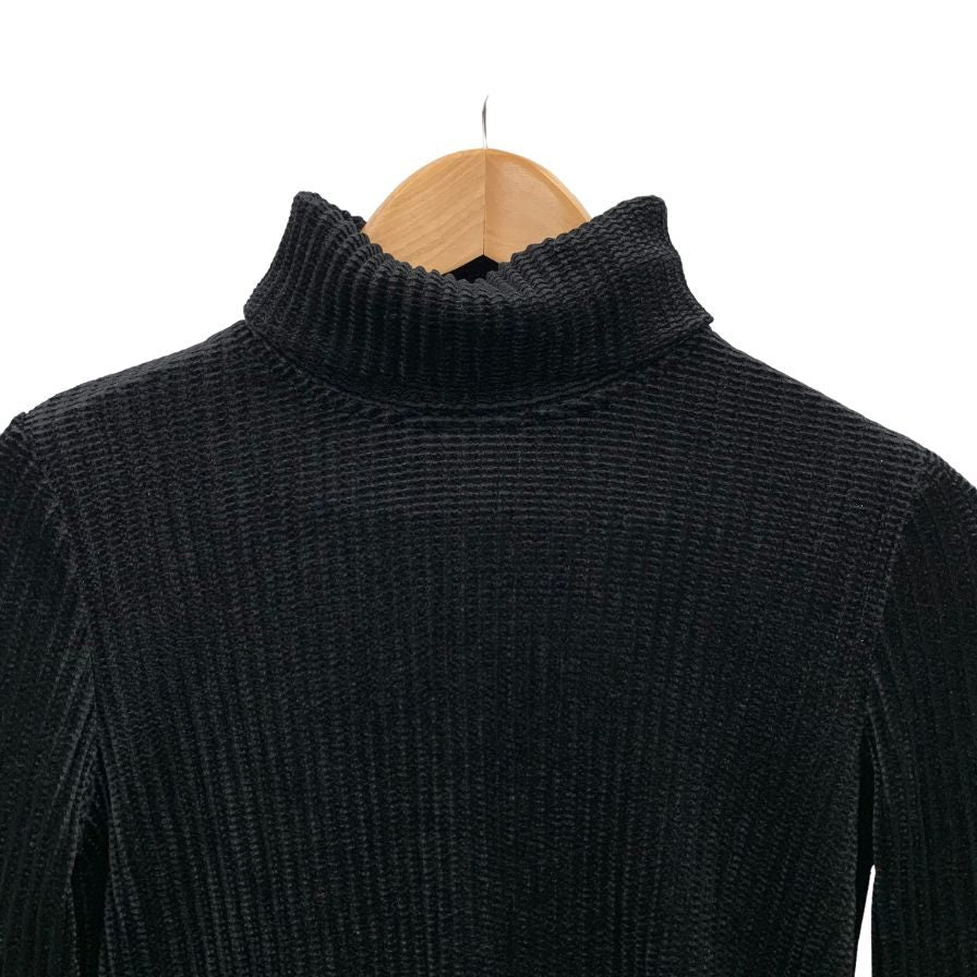 美品◆スペッチオ タートルネック ロングスリーブ トップス No.422-108 プリーツ ベロア風 ブラック レディース サイズ40 SPECCHIO 【AFB21】