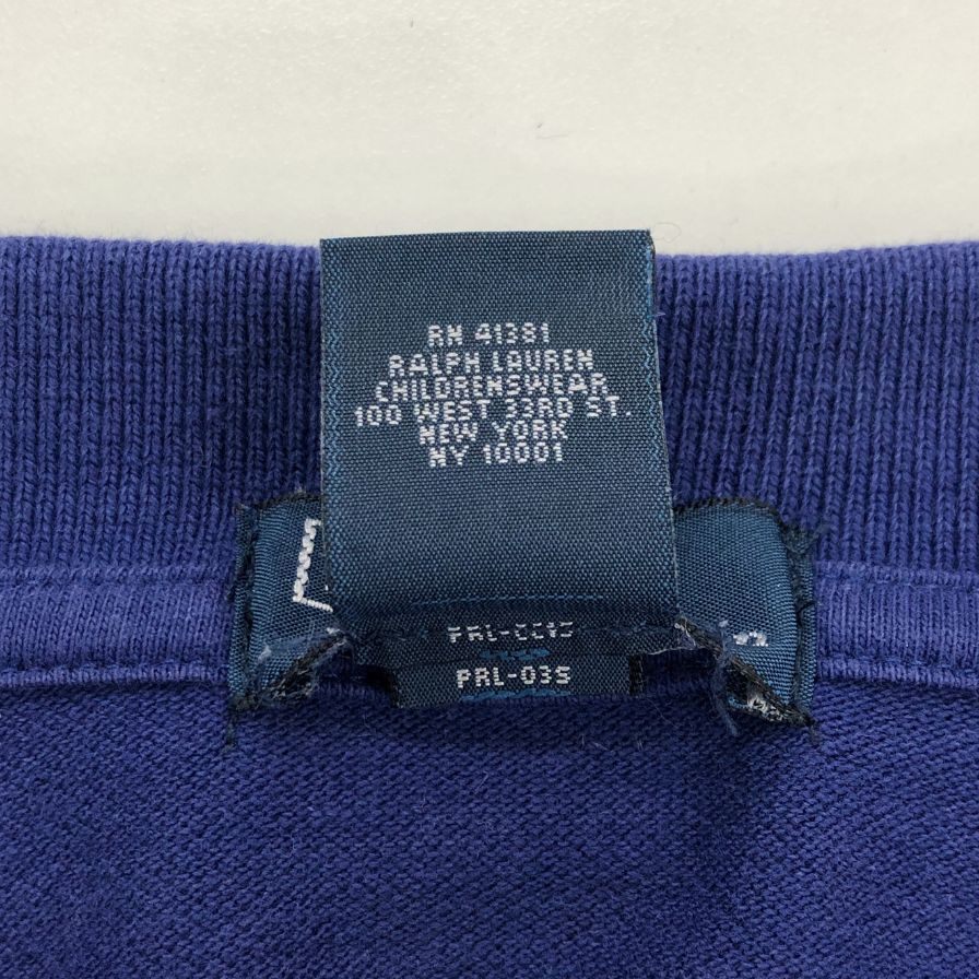 中古■ポロ ラルフローレン ポロシャツ ビッグポニー 刺繍 ロゴ 鹿の子 コットン ピケ ブルー メンズ サイズXL 18-20 POLO RALPH LAUREN 【AFB36】