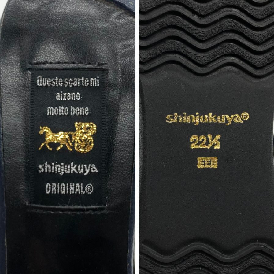 新宿屋 レザーパンプス パイソン 4500-545 22.5cm レディース ダークブルー shinjukuya 約22.5cm【7-13】