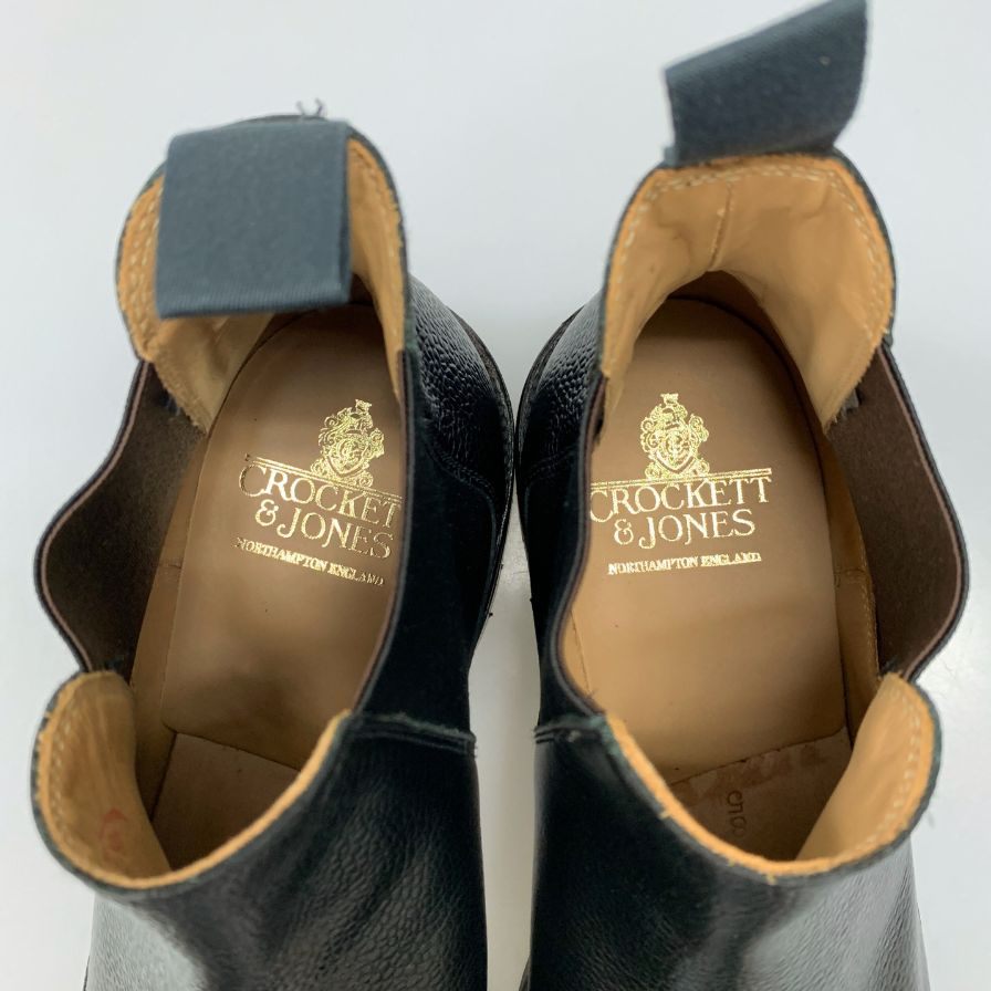 クロケット&ジョーンズ サイドゴアブーツ チェルシー グレインレザー ブラック メンズ サイズUK8 Crockett&Jones CHELSEA11 約26.5cm【AFC40】