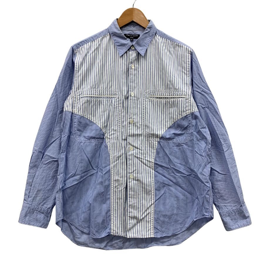 中古◆コムデギャルソン オム 長袖シャツ ストライプ切替 メンズ サイズS HQ-B003 comme des garcons homme 【AFB49】