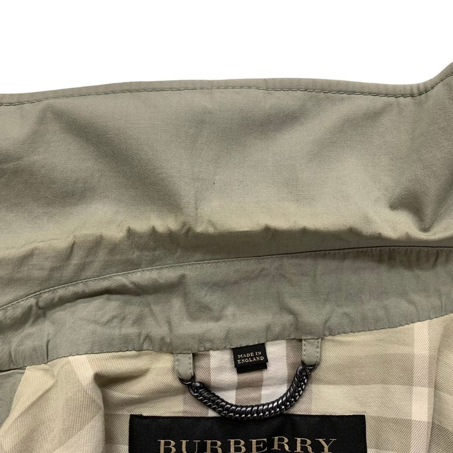 中古◆バーバリー ステンカラーコート イングランド製 サイズS グリーン系 コットン BURBERRY 【AFA14】