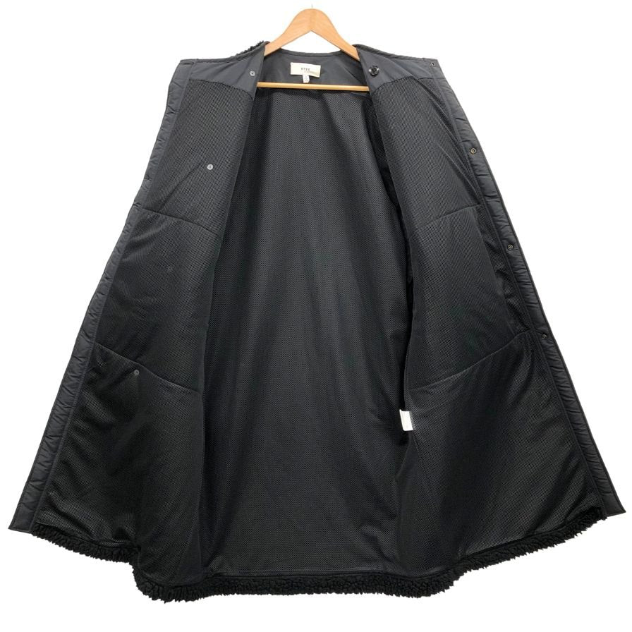 美品◆ハイク ボアコート ノーカラー FAUX SHEARLING COAT ブラック レディース サイズ3 HYKE 【AFA22】
