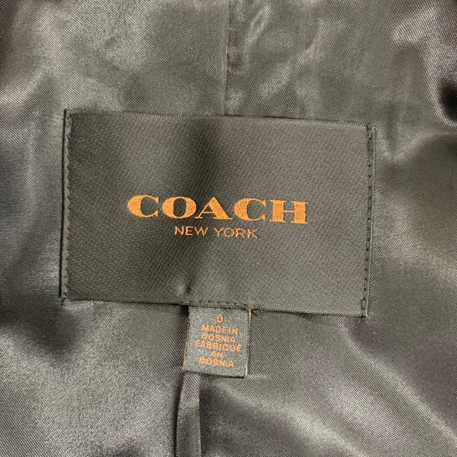美品◆コーチ ボア付き Pコート レディース ブラック サイズ0 ウール混 COACH 【AFA4】