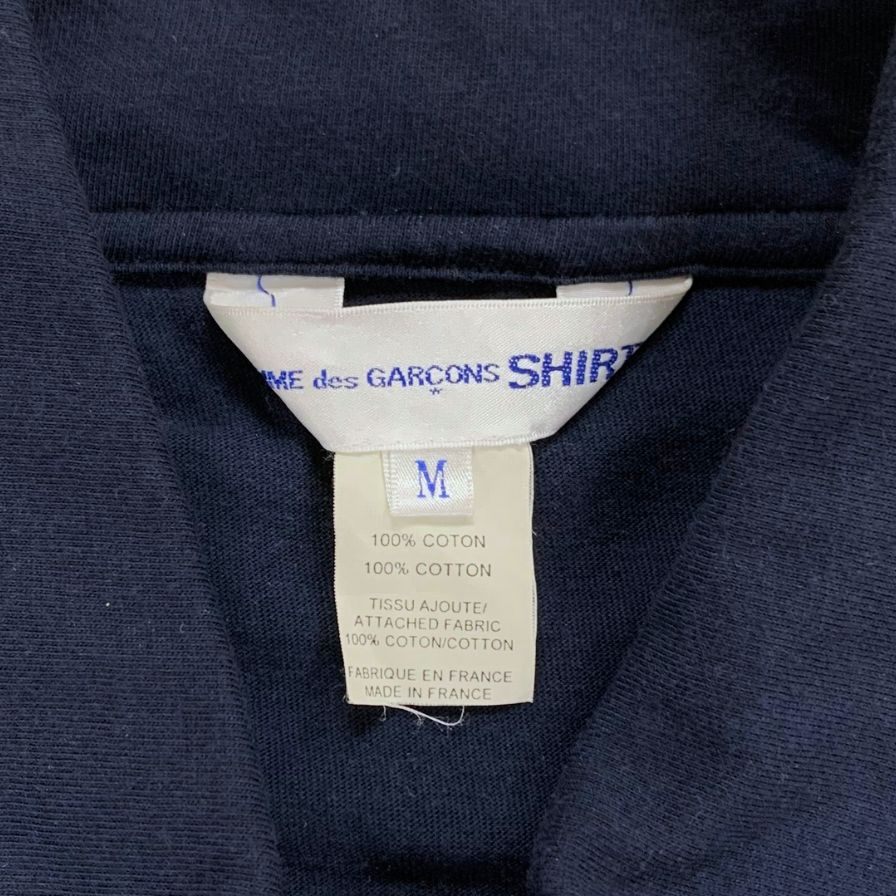 美品◆コムデギャルソン シャツ ハーフジップ 切替 ネイビー メンズ サイズM COMME des GARCONS 【AFB49】