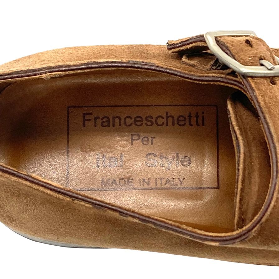 フランチェスケッティ ダブルモンク ブラウンスウェード サイズ39 FRANCESCHETTI 約24.5cm【AFD12】