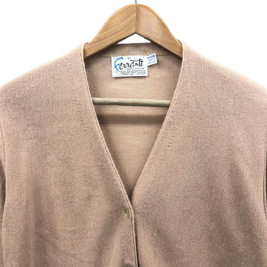 極美品◆フェランティ カリフォルニア カーディガン ヴィンテージ アクリル メンズ サイズ40 ベージュ ferranti california 【AFB44】