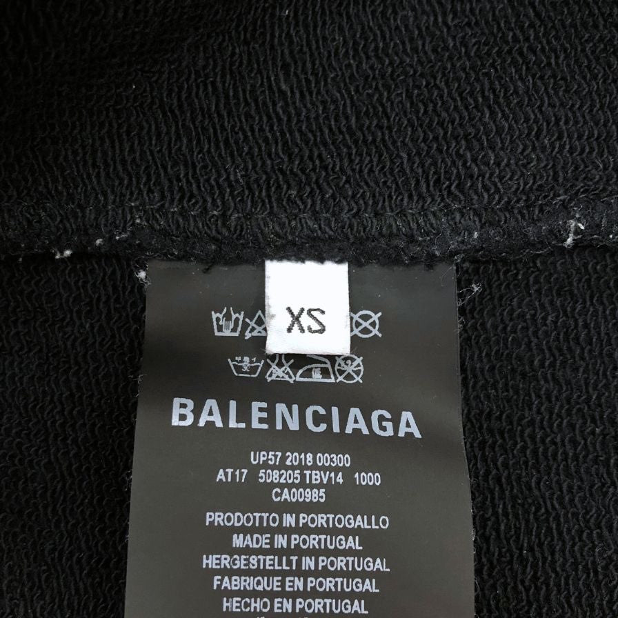美品◆バレンシアガ パーカー 508205 2018 キャンペーンロゴ プルオーバー メンズ ブラック サイズXS BALENCIAGA 【AFB50】