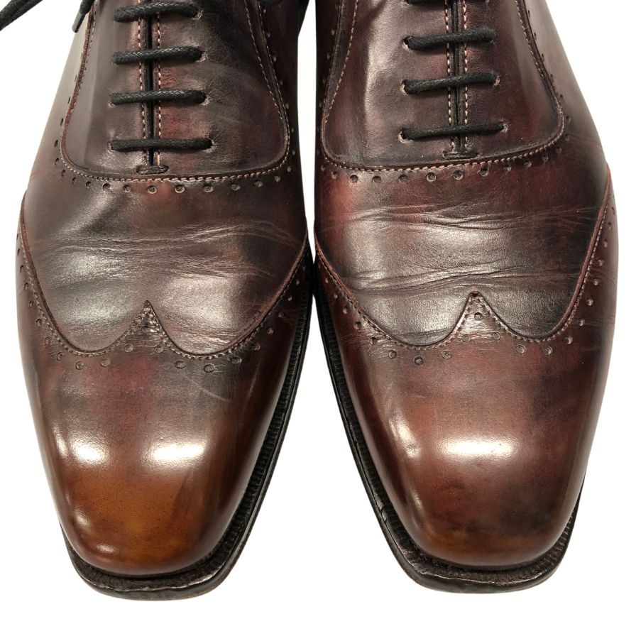 フランチェスコベニーニョ レザーシューズ ドーン 3612 ウイングチップ ブラウン サイズUK7.5 FRANCESCO BENIGNO 約26.5cm【AFC5】