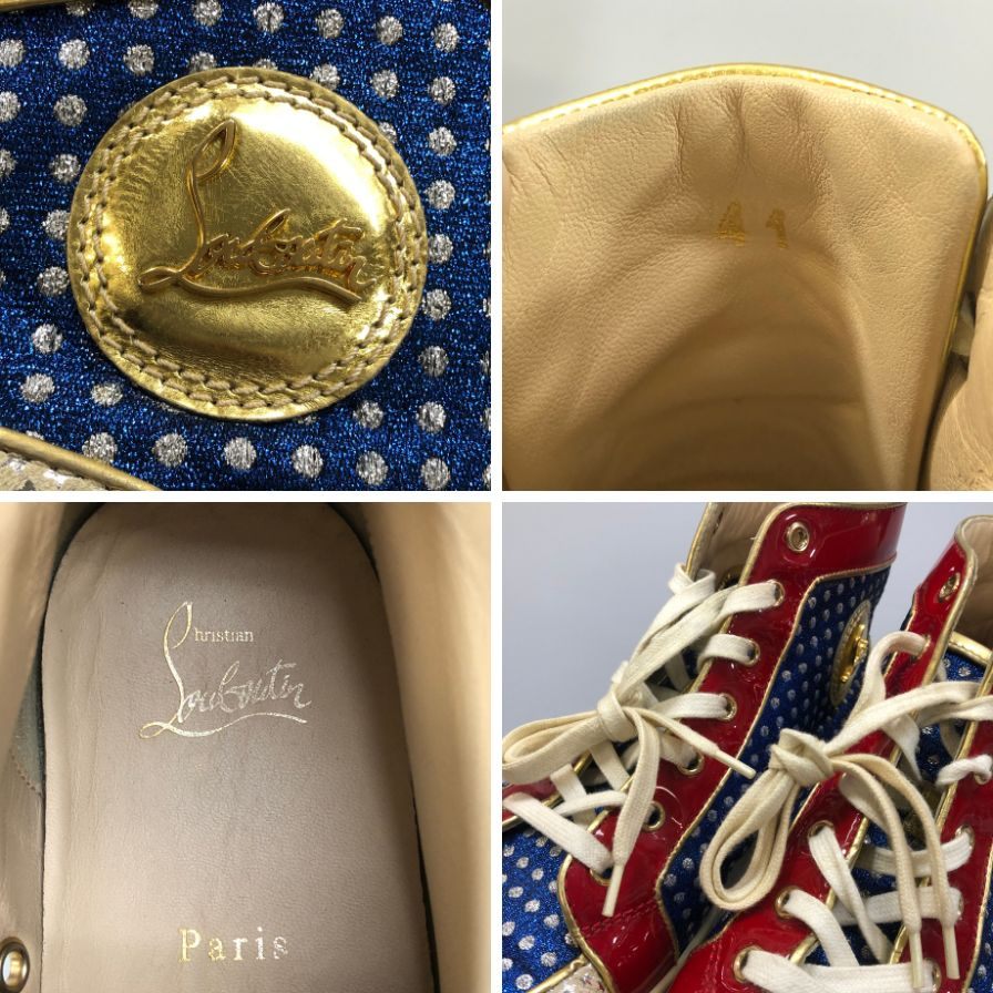 クリスチャン ルブタン 星条旗 ハイカット スニーカー メンズ サイズ41 総柄 Christian Louboutin 約26.0cm【AFC41】