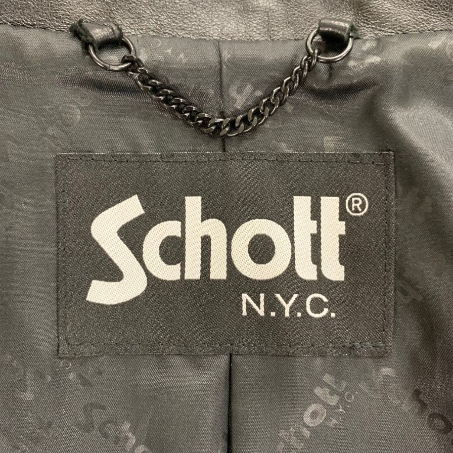 美品◆ショット ライダースジャケット ダブルブレスト レザー 3101048 ブラック レディース サイズ フリー schott 【AFG1】