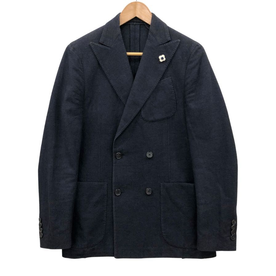 美品◆ラルディーニ テーラードジャケット ダブル ウール メンズ ブラック サイズ42 LARDINI 【AFB47】