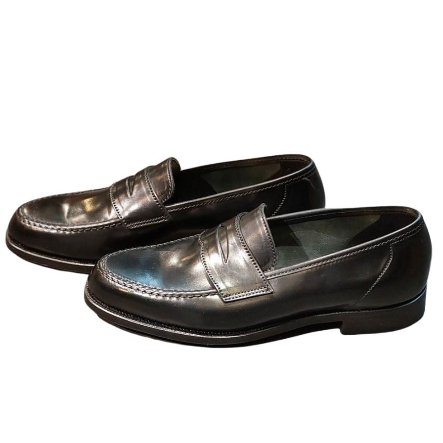 クロケット&ジョーンズ ローファー ビームスF別注 Maine2 コードバン ブラック メンズ サイズ5E CROCKETT&JONES BEAMS ローファー 約23.5cm【LA】【中古】