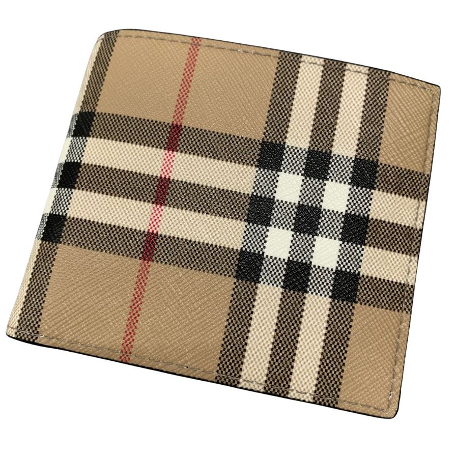 新品同様◆バーバリー ノバチェック柄 二つ折り コンパクトウォレット サフィアーノ BURBERRY【AFI15】