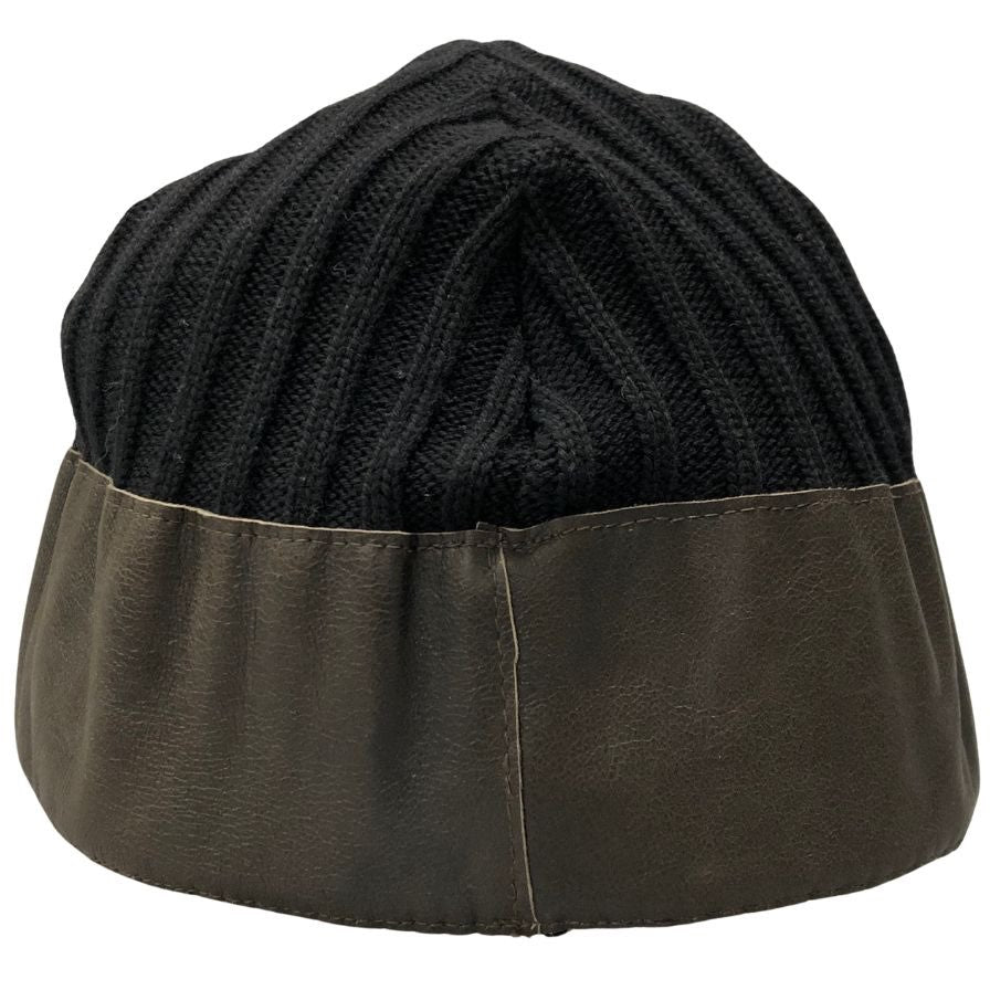 エンポリオアルマーニ ニット帽 レザー切替 ブラック サイズ59 EMPORIO ARMANI