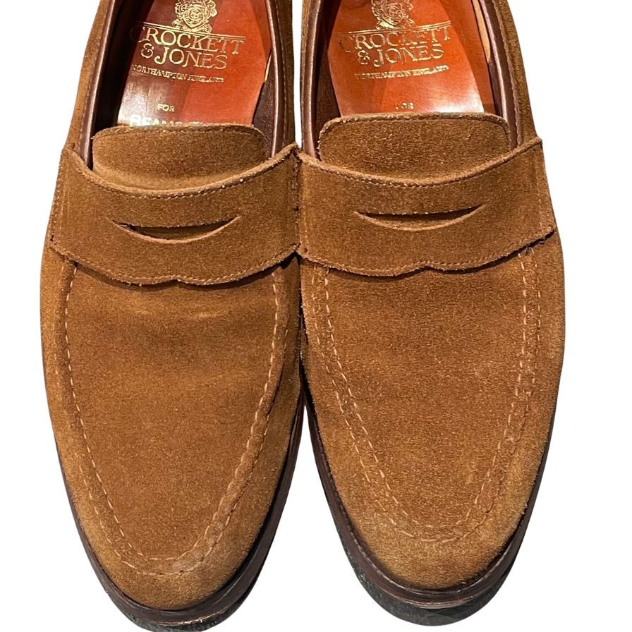 クロケット&ジョーンズ ローファー カムデン ビームスF別注 スエード ダークブラウン メンズサイズUK5.5E CROCKETT&JONES CAMDEN ローファー 約24.0cm【LA】【中古】
