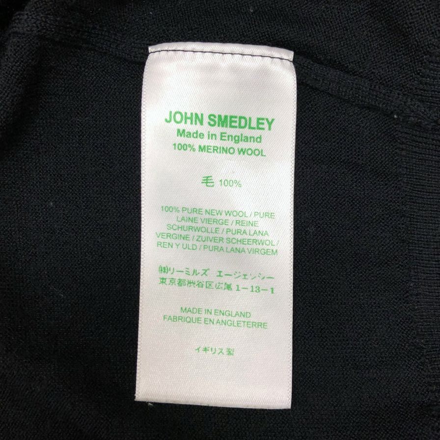 美品◆ジョンスメドレー ポロシャツ 長袖 毛 リブ メンズ サイズS ブラック JohnSmedley 【AFB13】