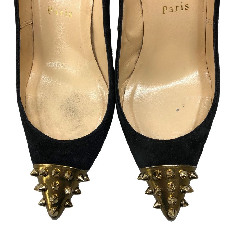 クリスチャンルブタン パンプス ハイヒール スエード スパイクスタッズ ブラック レディース サイズ23.5 Christian Louboutin 約23.5cm【AFC44】