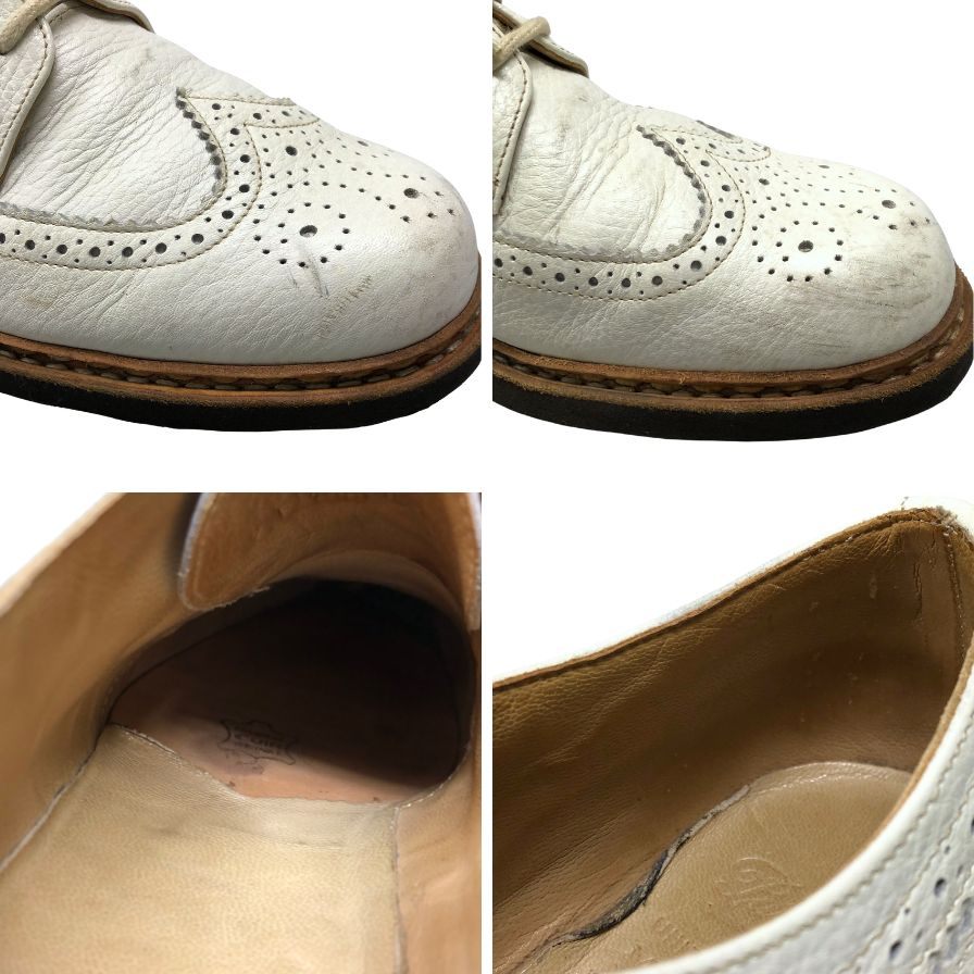 パラブーツ セヴィリエ ウイングチップ ホワイト グレインレザー サイズUK7 Paraboot 約26.0cm【AFD13】
